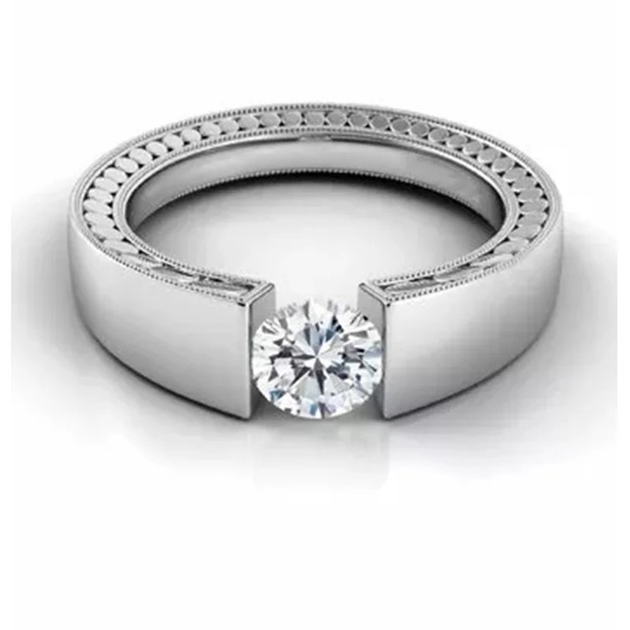 Jewelry - New Men Women 925 Silver Round Diamond Ring